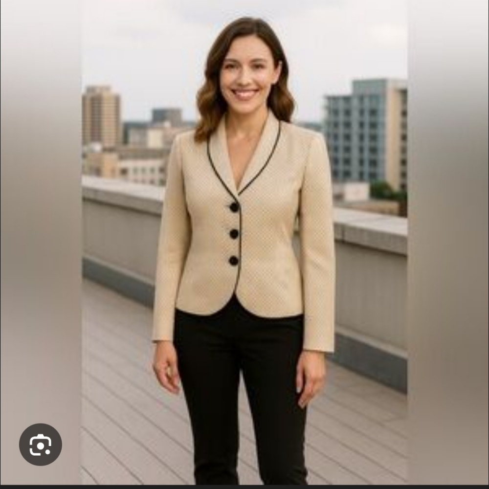 KATE HILL WOMEN'S SILK POLKA DOT 3 BUTTON BLAZER SIZE 12